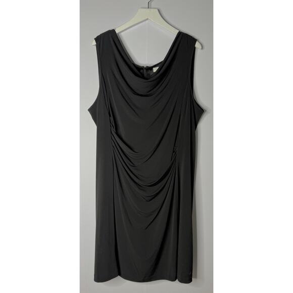Calvin Klein Sheath Dress Sleeveless Cowl Neck Black Sz 22W 2x 3x Office Career - Picture 1 of 8
